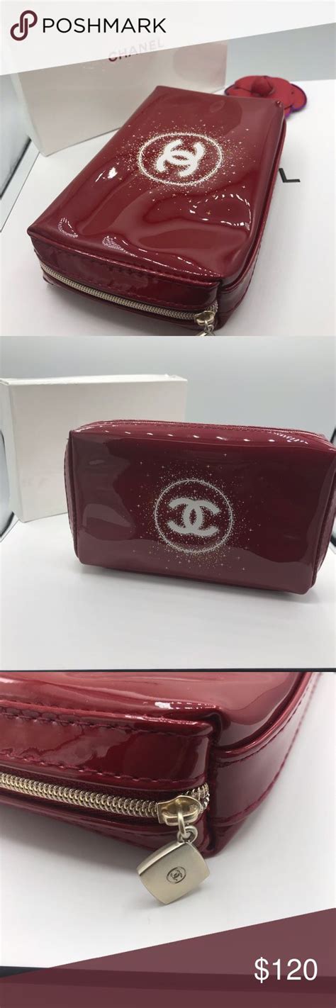 chanel makeup bag red|chanel cosmetic pouch price.